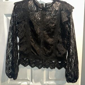 Elegant Black Lace Women's Top